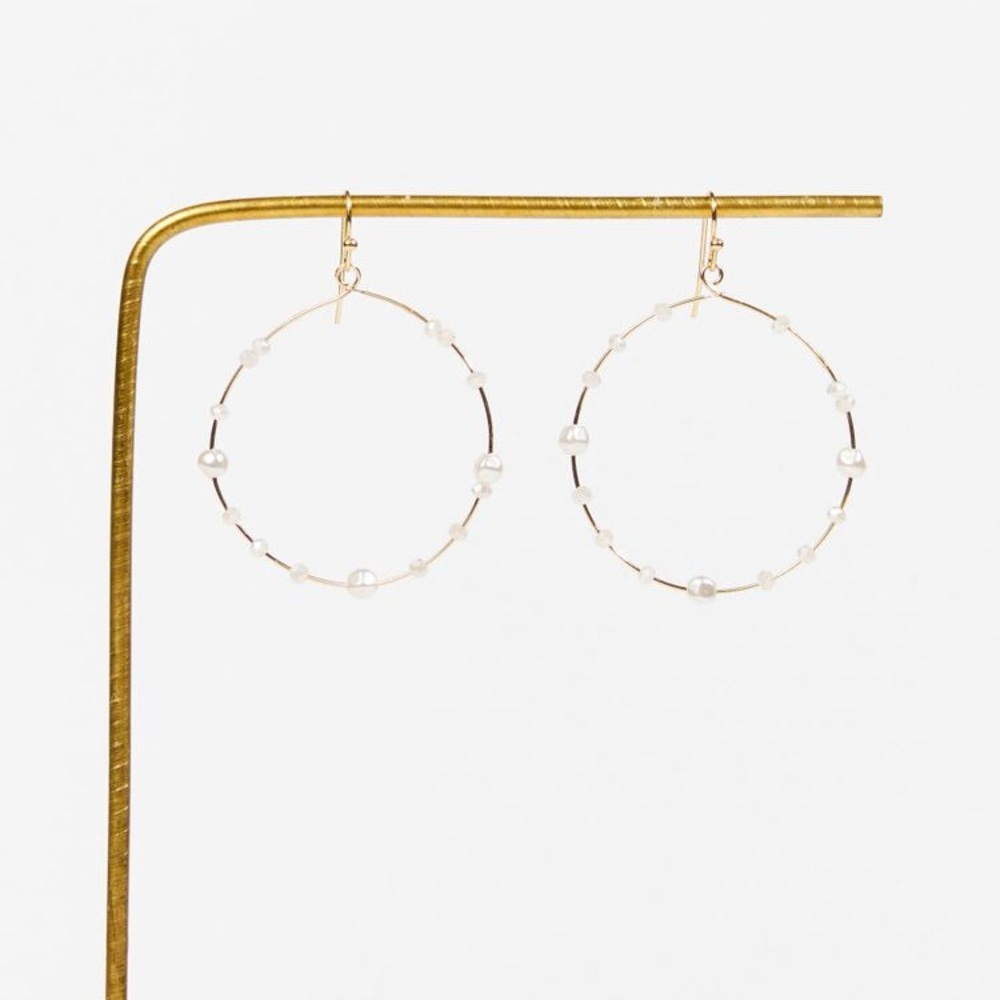Altar’d State Pearl Glass Bead Hoop Earrings